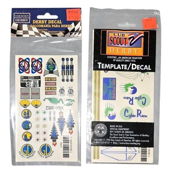 13pc Lot BSA Boy Cub Scouts Of America Pinewood Derby Bundle Decals Guide Book - Picture 6 of 6